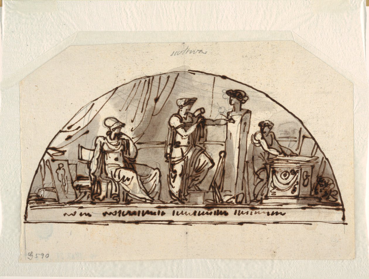 Design for en Lunette med Allegory of Sculpture av Felice Giani