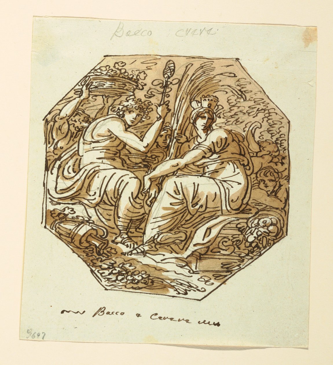 Tegning, Bacchus og Ceres av Felice Giani