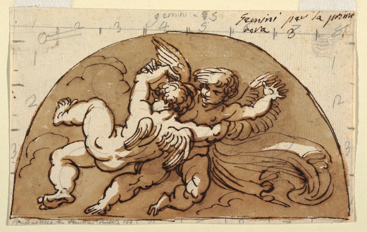 Gemini, Lunette for Ceiling, Octagonal Room, Palazzo Milzetti, Faenza av Felice Giani