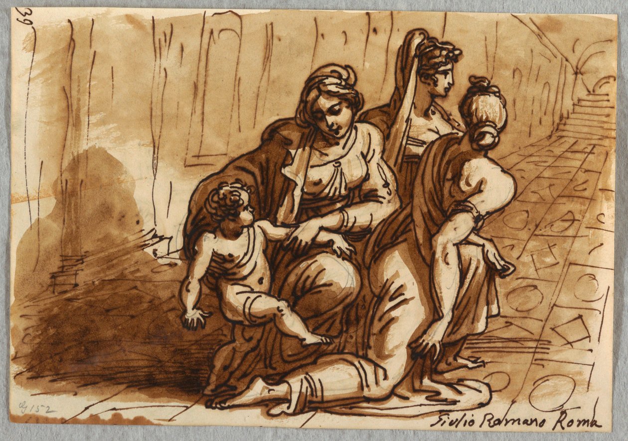 Gruppe av figurer, Studer donasjonen, etter Giulio Romano av Felice Giani