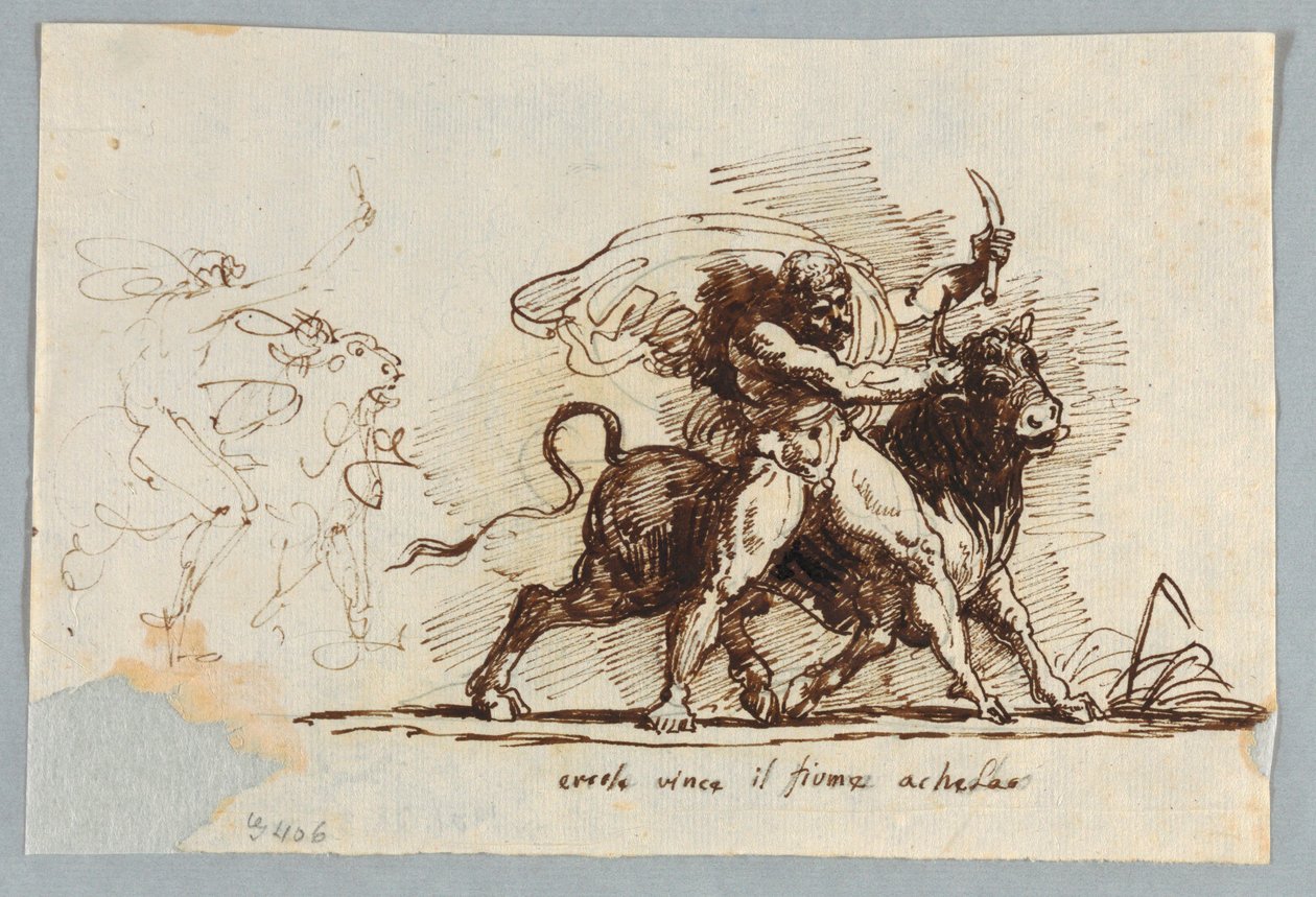 Hercules gjengir Horn fra Bull Achelous av Felice Giani