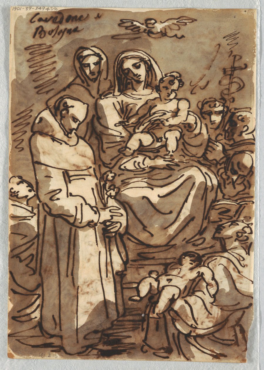 Hellig treenighet med den døde Kristus i herlighet etter Palma Giovane; Tilbedelse av magi, studie etter Lodovico Carracci av Felice Giani