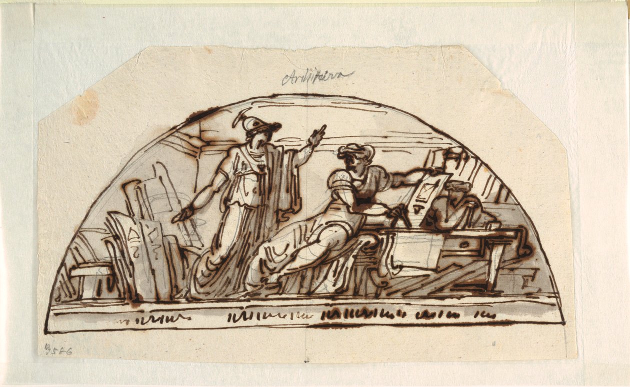 Lunette med Allegory of Architecture av Felice Giani