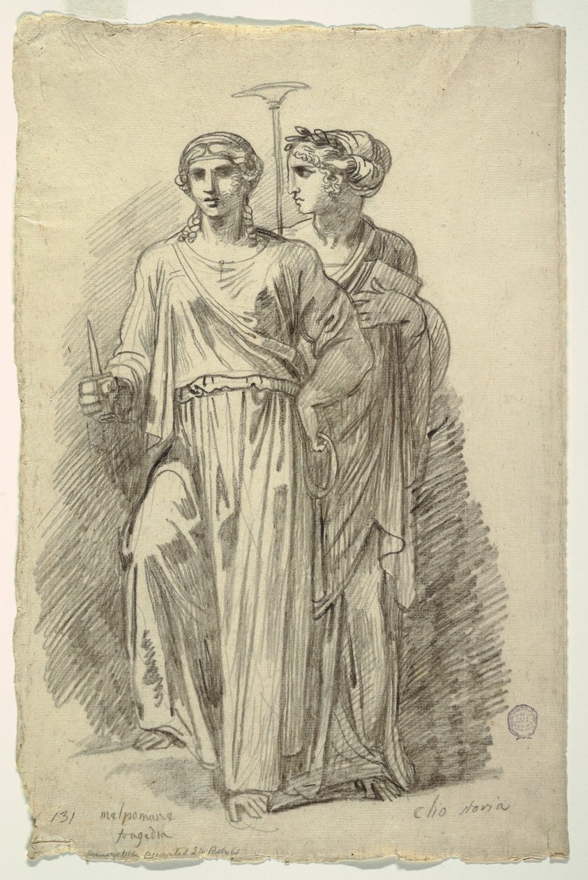 Melpomene, Muse of Tragedy og Clio, Muse of History av Felice Giani