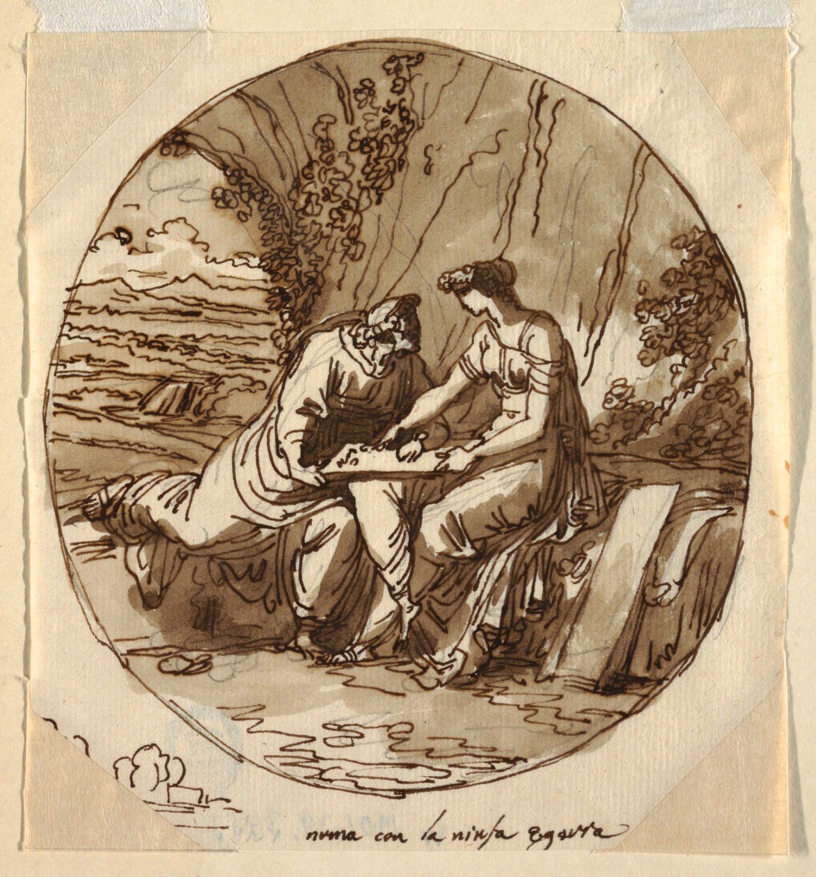 Numa Pompilius og Egeria, Sala di Numa Pompilius, Palazzo Milzetti, Faenza av Felice Giani