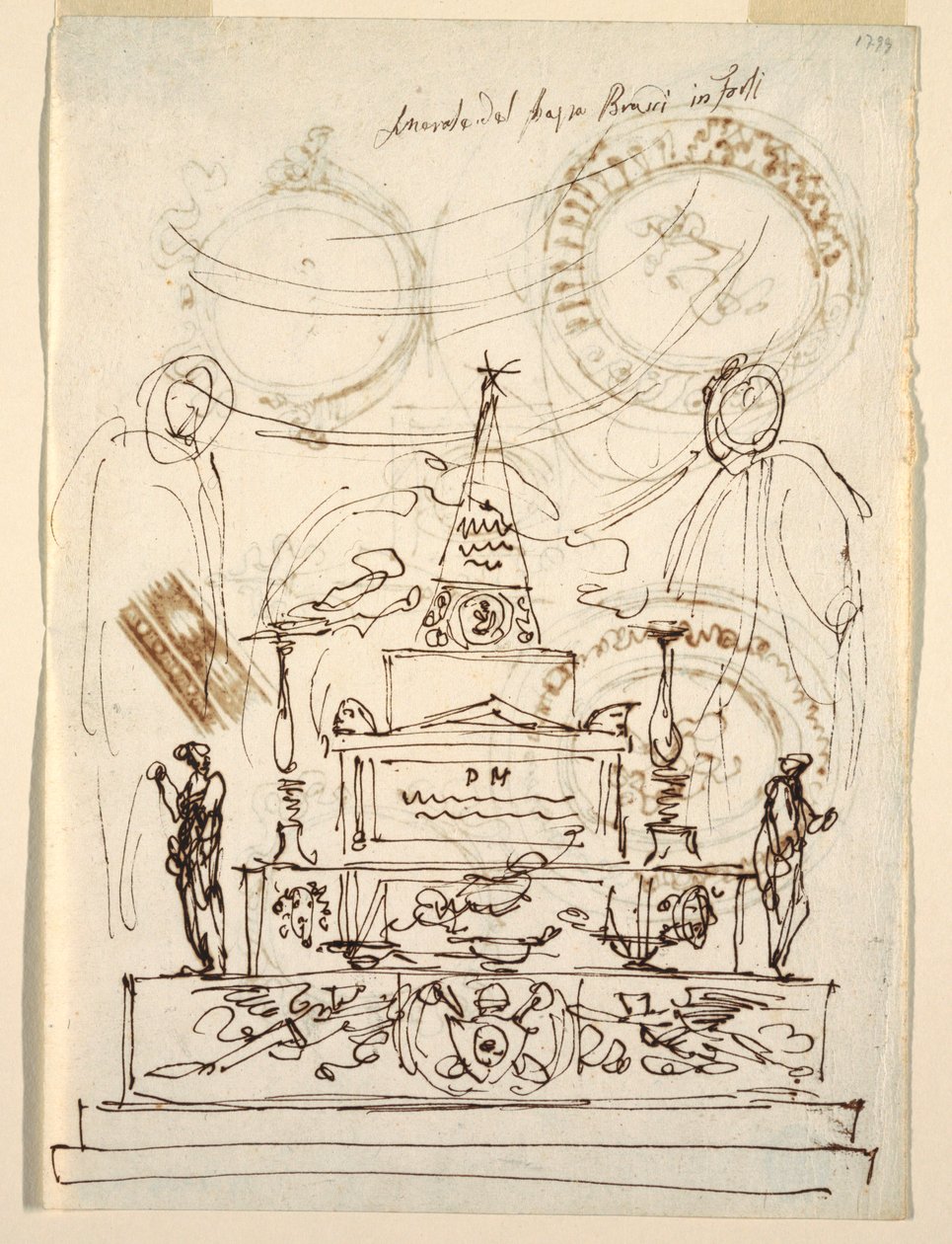 Prosjekt for en katafalk for begravelsestjenesten for pave Pius VI i Forli av Felice Giani