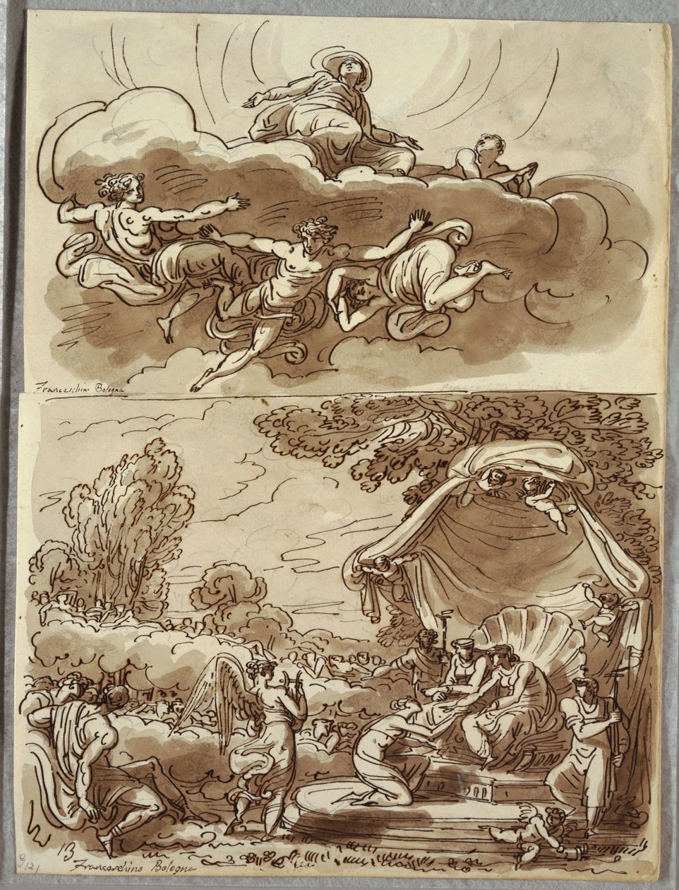 Saint in Ecstacy, etter Franceschini; Klassisk versjon av Visjon av St. Catherine av Vigri, Study after Franceschini av Felice Giani