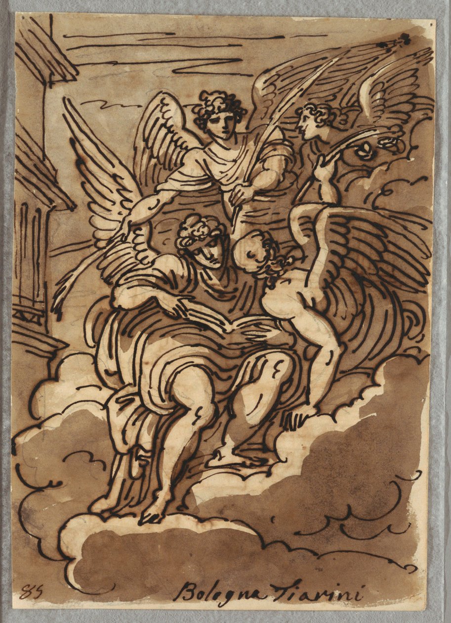 St. Paul i skyene med engler og palmer av Felice Giani