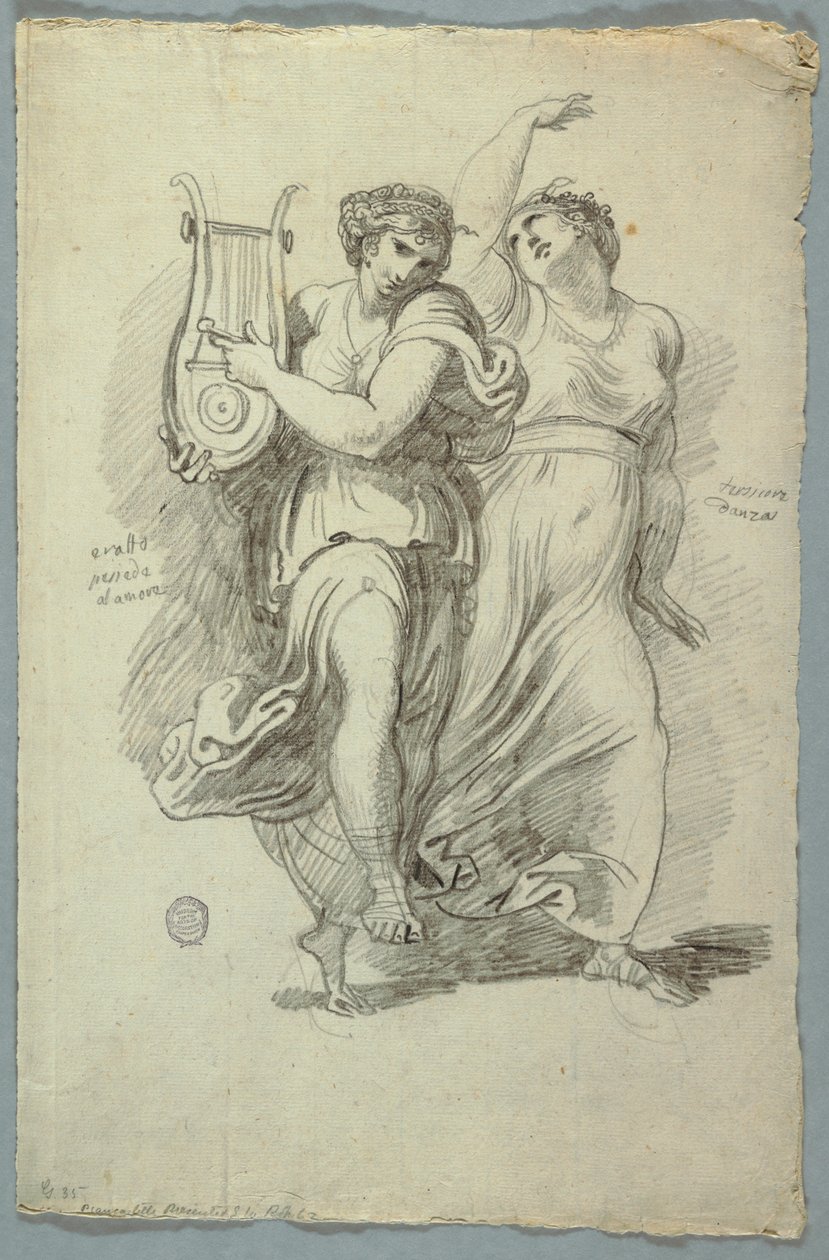 Terpsichore, Muse of Dance and Erato, Muse of Love Poetry av Felice Giani