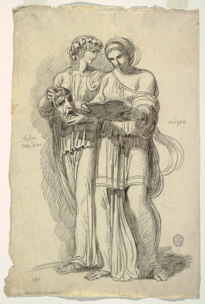 Thalia, Muse of Comedy og Calliope, Muse of Epic Poetry av Felice Giani