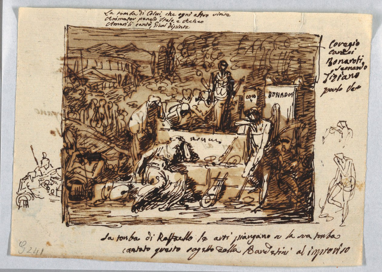 The Arts Mourning ved Rafaels grav av Felice Giani