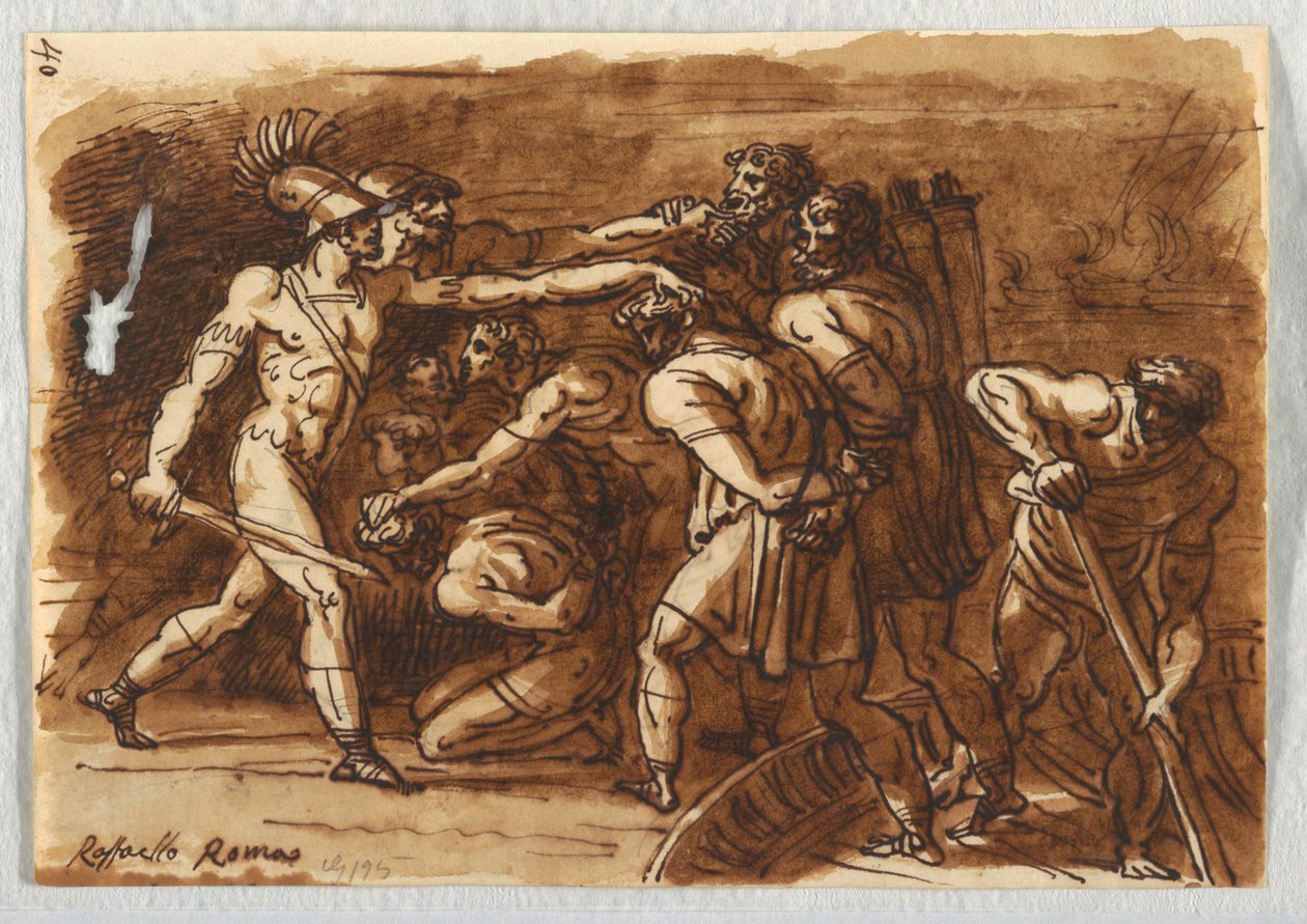 Slaget ved Ostia, etter Giulio Romano av Felice Giani