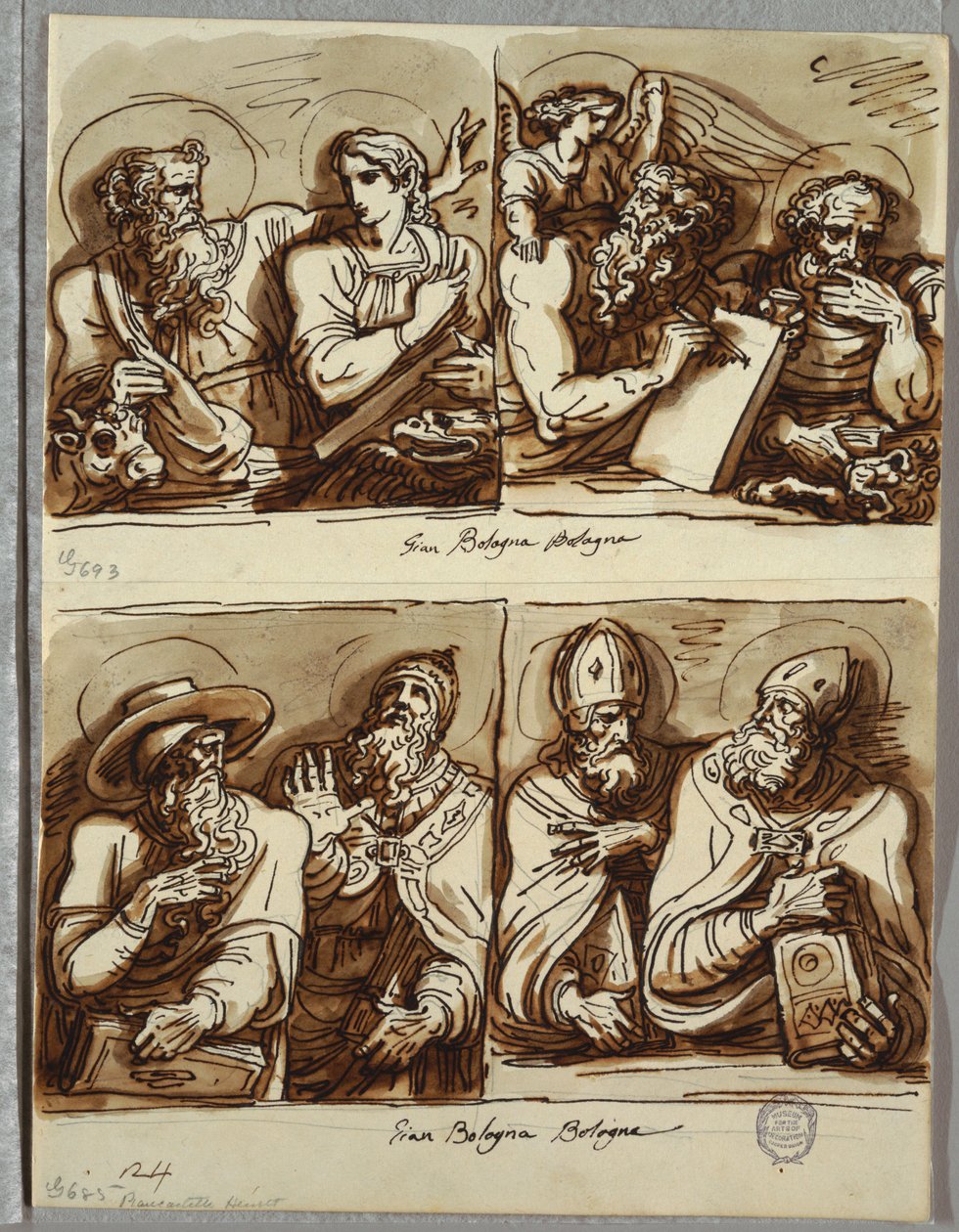 De fire evangelistene, studerer etter Giambologna av Felice Giani