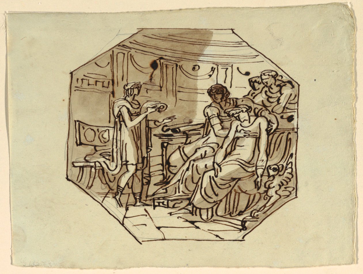 Virgil leser lovtalen til Marcellus til Lucretia og Augustus, Palazzo Cavina, Faenza av Felice Giani
