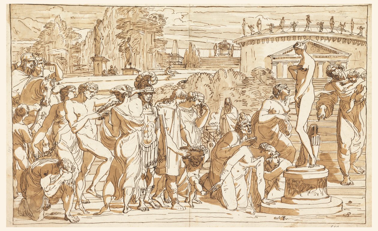 Tilbedelse av Venus i et klassisk landskap av Felice Giani