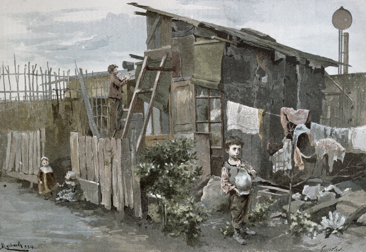 Fattigdom i Paris: Passasjen Gergovie, 1884 av Felicien baron de Myrbach Rheinfeld