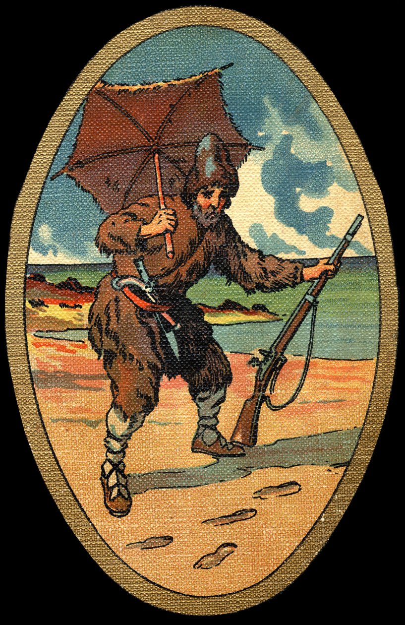 Robinson Crusoe: Illustration by Felician MYRBACH MYRBACH RHEINFELD (1853-1940) For the Book of Daniel Defoe (De foe) Robinson Crusoe. No Date. About 1934 av Felicien baron de Myrbach Rheinfeld
