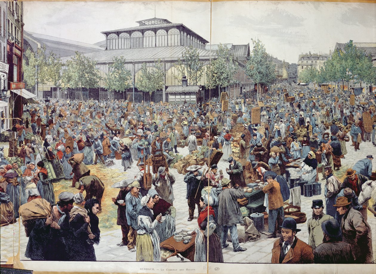Markedet i Les Halles, 1888 av Felicien baron de Myrbach Rheinfeld