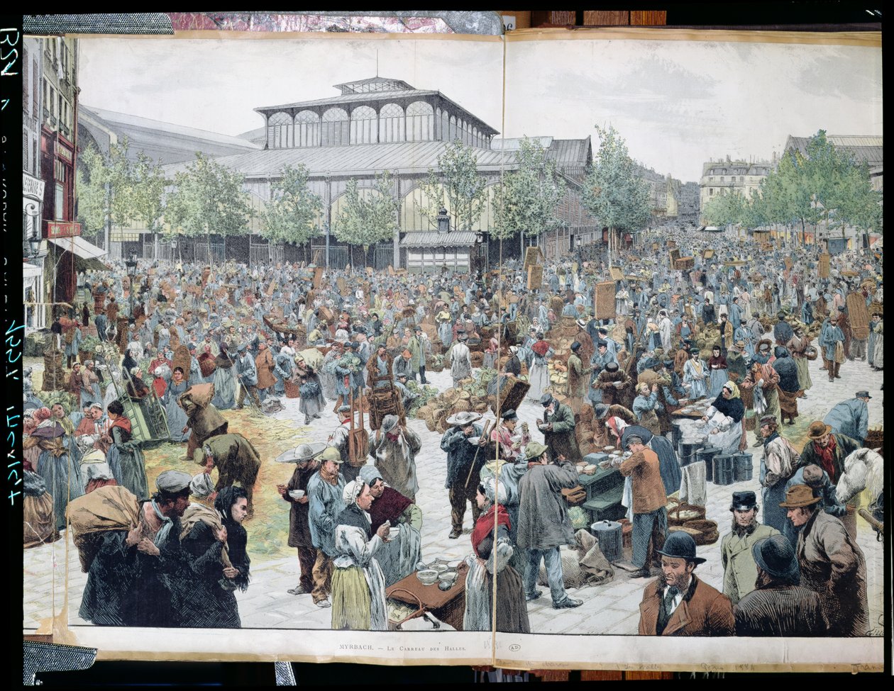 Utsikt over Les Halles, 1885 av Felicien baron de Myrbach Rheinfeld