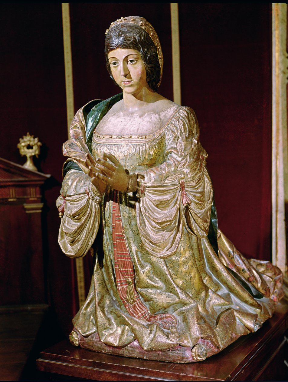 Isabella av Castilla (1451-1504) i bønn, 1520-22 (polykromt tre) av Felipe Bigarny or Vigarny