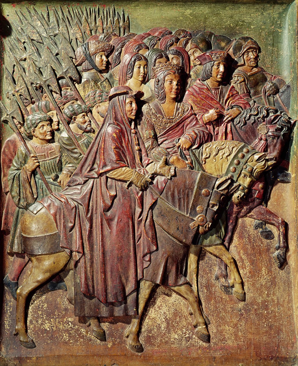 Relieff som viser inngangen til kong Ferdinand II (1452–1516) av Aragon og dronning Isabella I (1451–1504) av Castilla i Granada (tre) av Felipe Bigarny or Vigarny