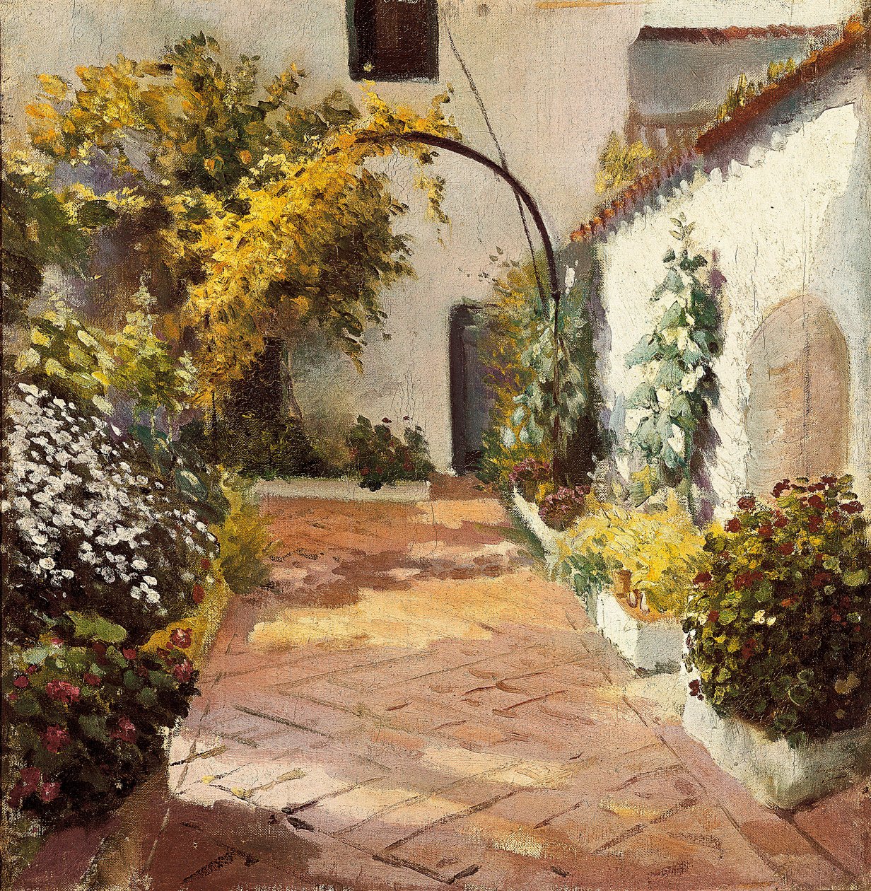 Patio de monjas (klosterets gårdsplass). Maleri laget i Marmolejo i provinsen Jaen i Spania. Olje på lerret av Felipe Abarzuza (1871-1948), første halvdel av 1900-tallet. Provinsmuseet i Cadiz (Cadiz). av Felipe Abarzuza y Rodriguez de Arias