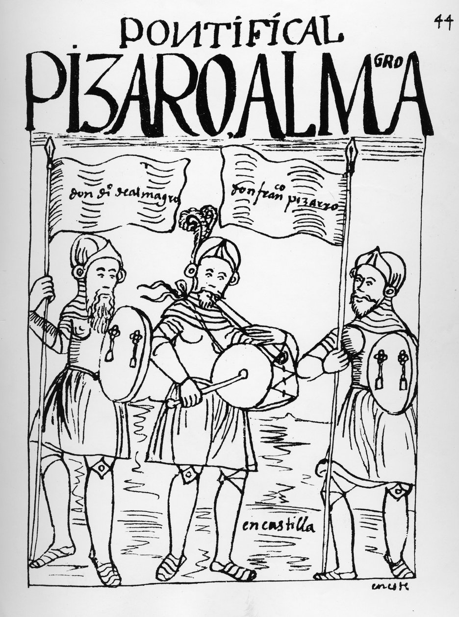 Diego de Almagro og Francisco Pizarro i Castilla av Felipe Huaman Poma de Ayala