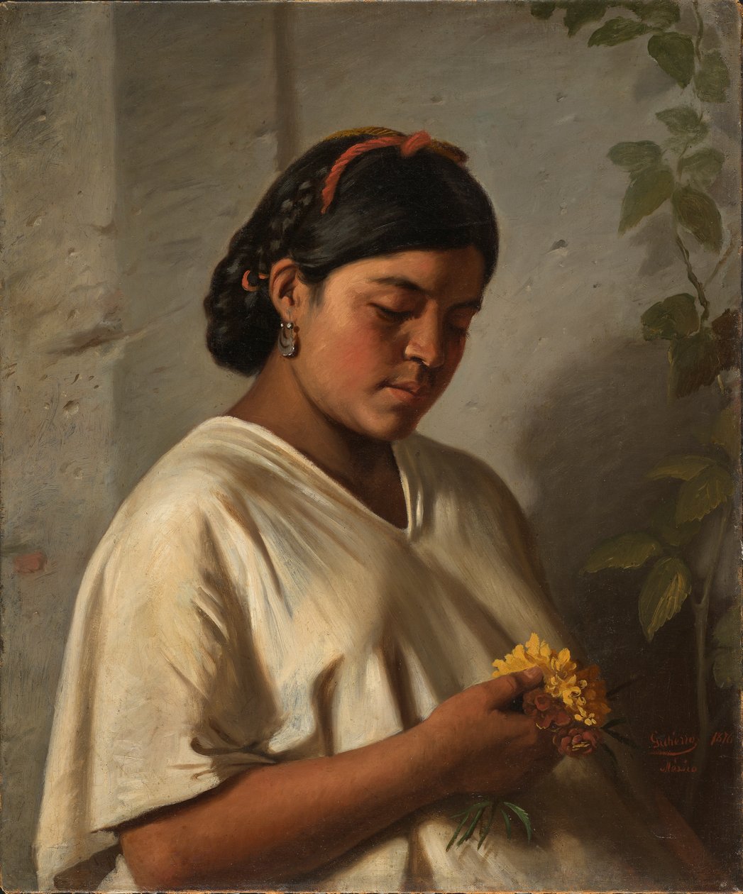 Indisk kvinne med ringblomst, 1876 av Felipe Santiago Gutierrez