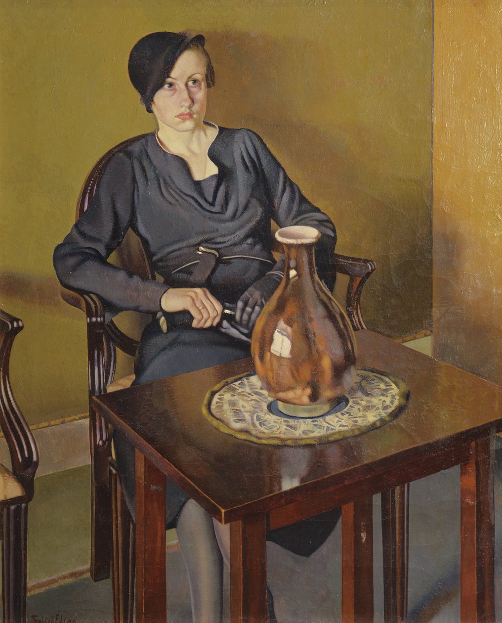 Kvinne med vase, ca. 1929 (olje på lerret) av Feliu Elias Bracons