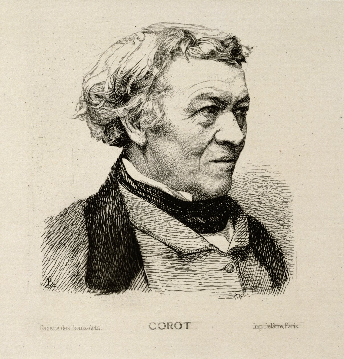 Portrett av Camille Corot (1796-1875) 1861 av Felix Bracquemond