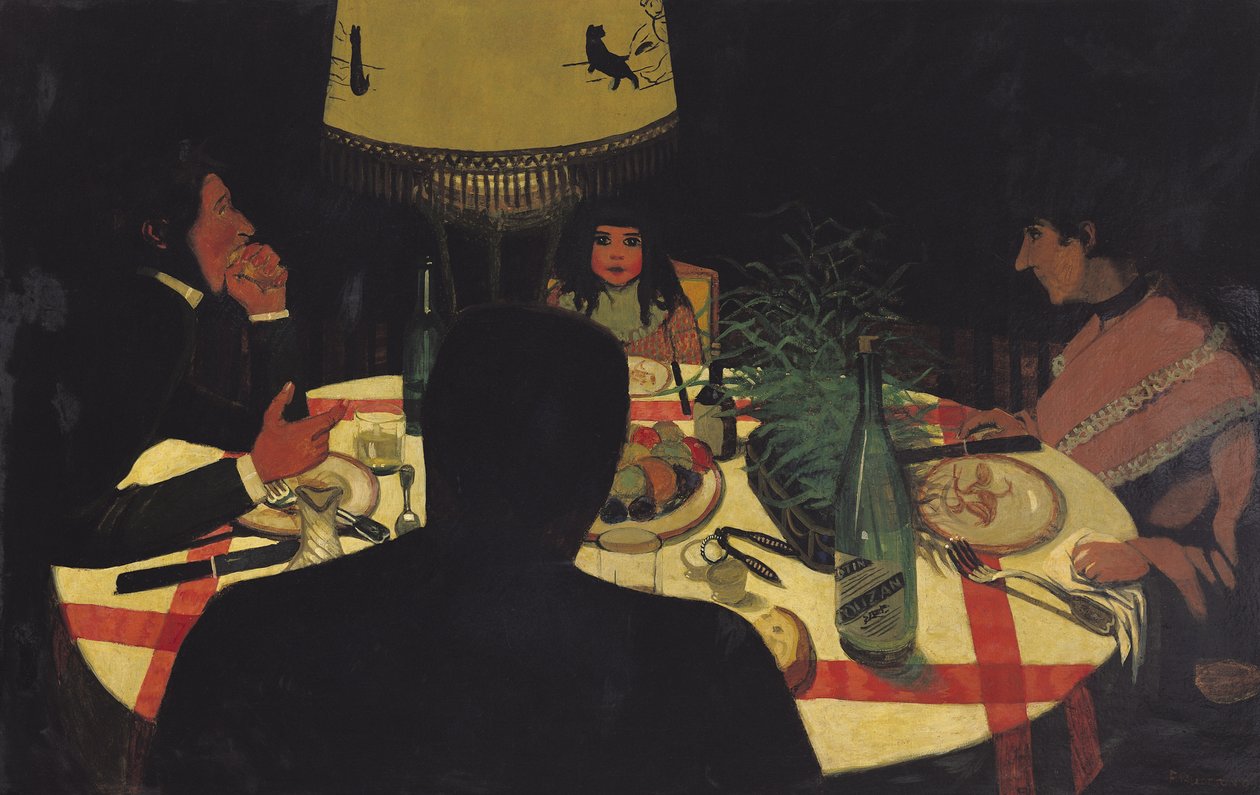 Middag med Lamplight, 1899 av Felix Edouard Vallotton