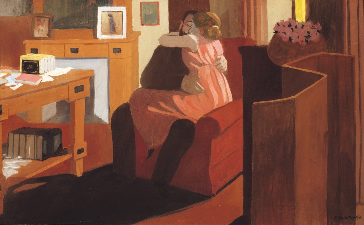 Intimitet, par i et interiør med en skillevegg, 1898 av Felix Edouard Vallotton