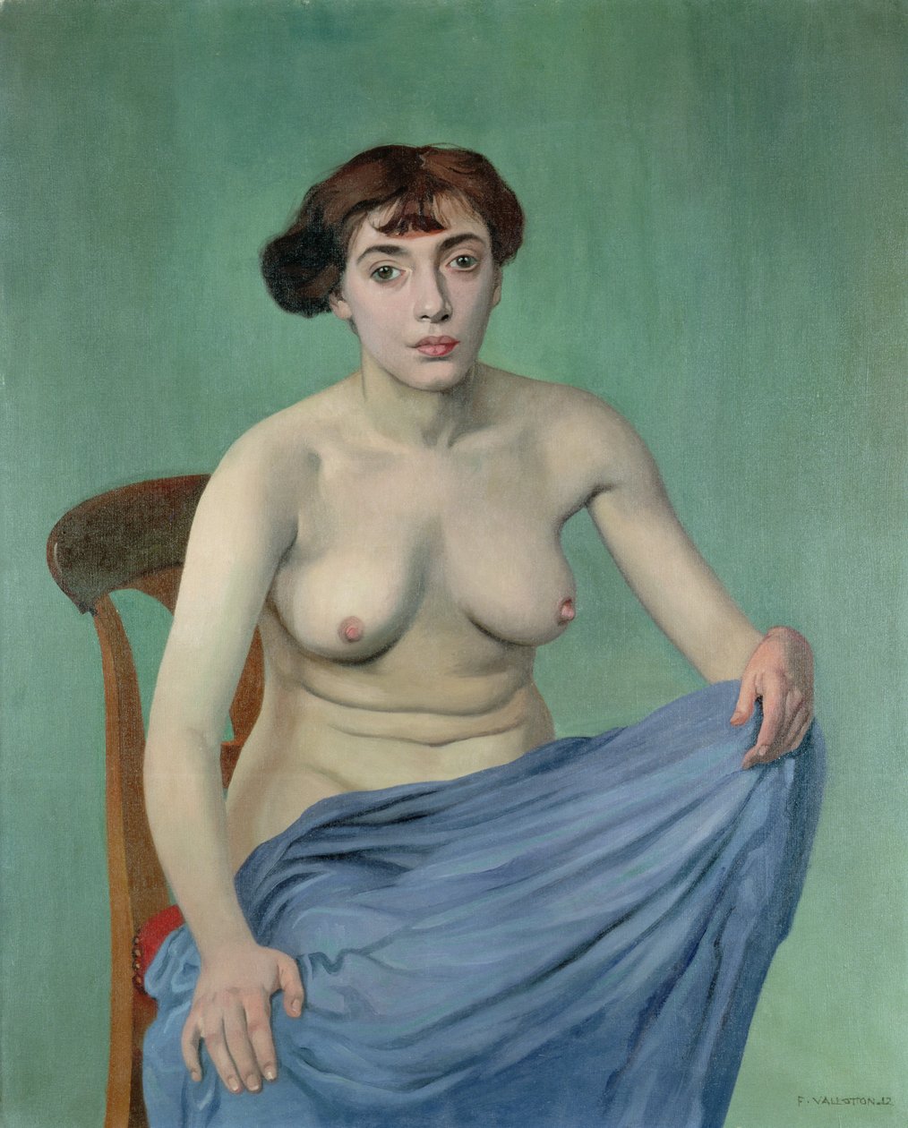 Naken i blått stoff av Felix Edouard Vallotton