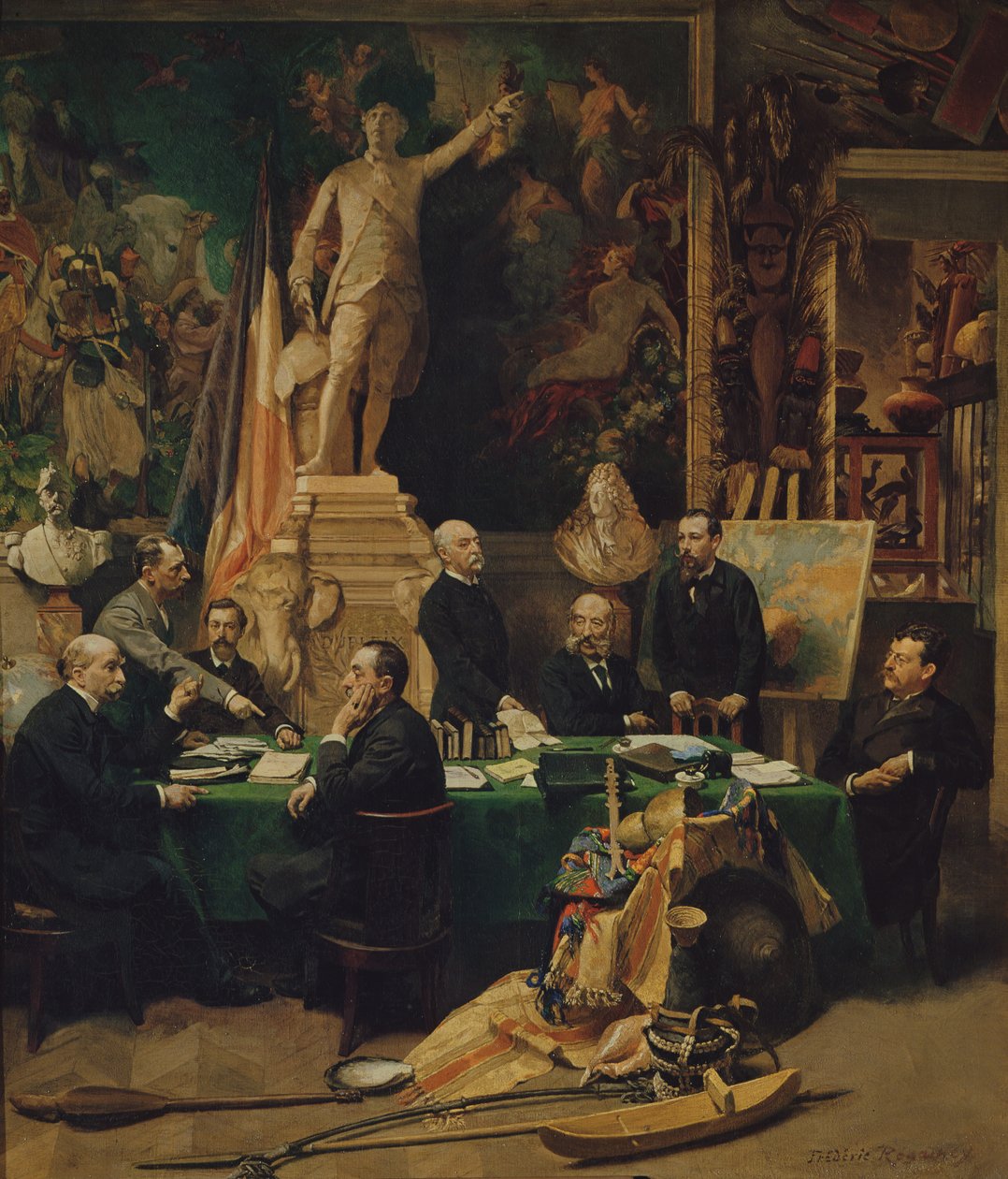 De koloniale delegatene og Jules Ferry (1832-93) 1892 av Felix Regamey