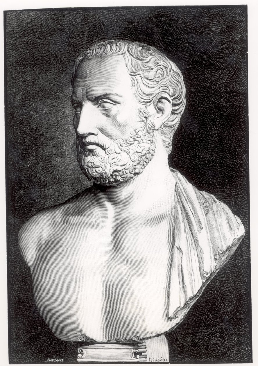 Byste av Thukydides (ca. 471-400 f.Kr.), gravert av Barbant av Felix Jules Lacaille