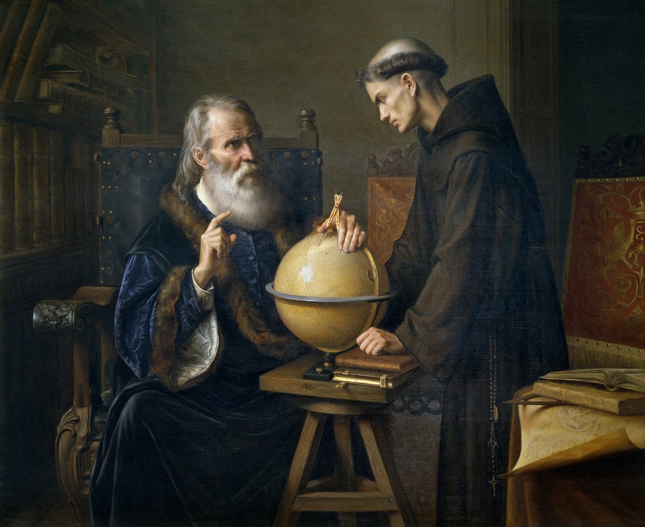 Galileo Galilei demonstrerer sine nye astronomiske teorier ved universitetet i Padua av Félix Parra