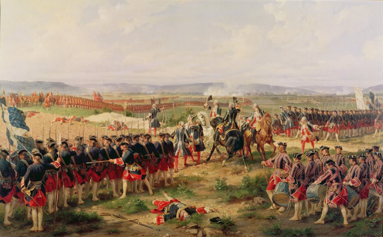 Slaget ved Fontenoy, 11. mai 1745: Franskmennene og de allierte konfronterer hverandre av Felix Philippoteaux