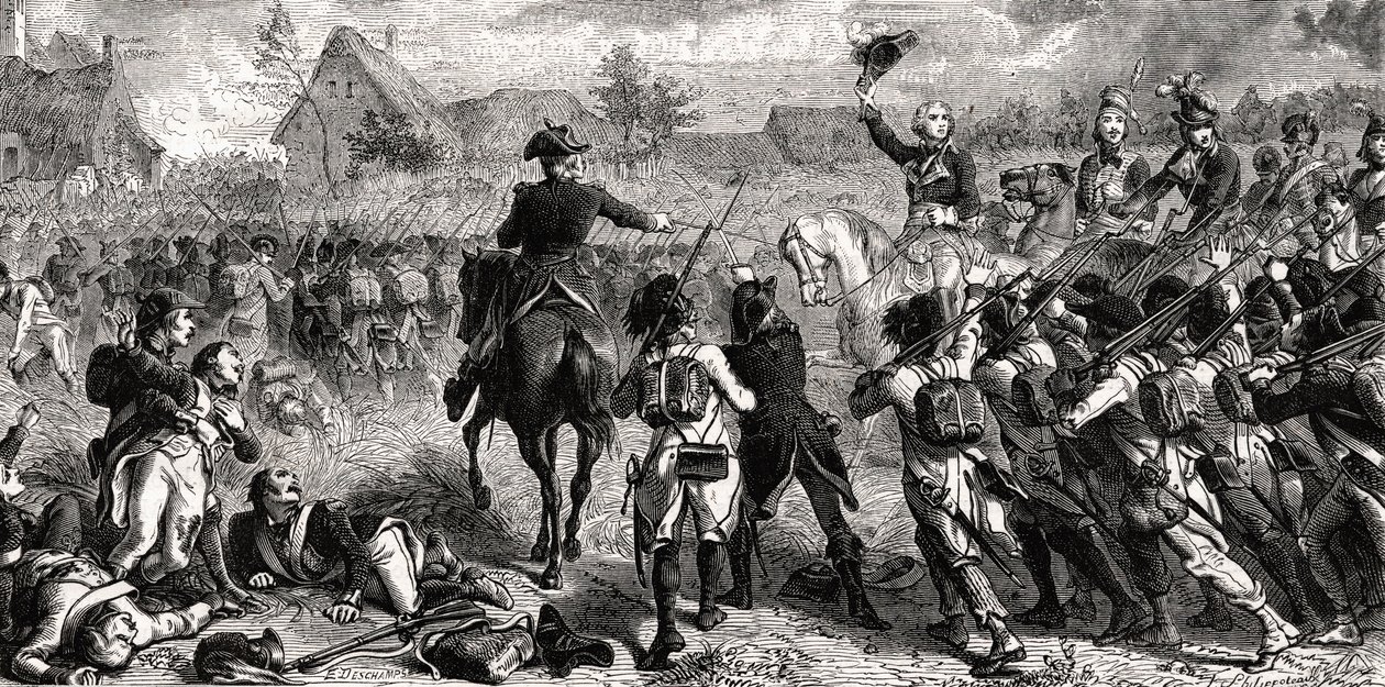 Slaget ved Fleurus, 26. juni 1794, gravert av Emile Deschamps av Felix Philippoteaux