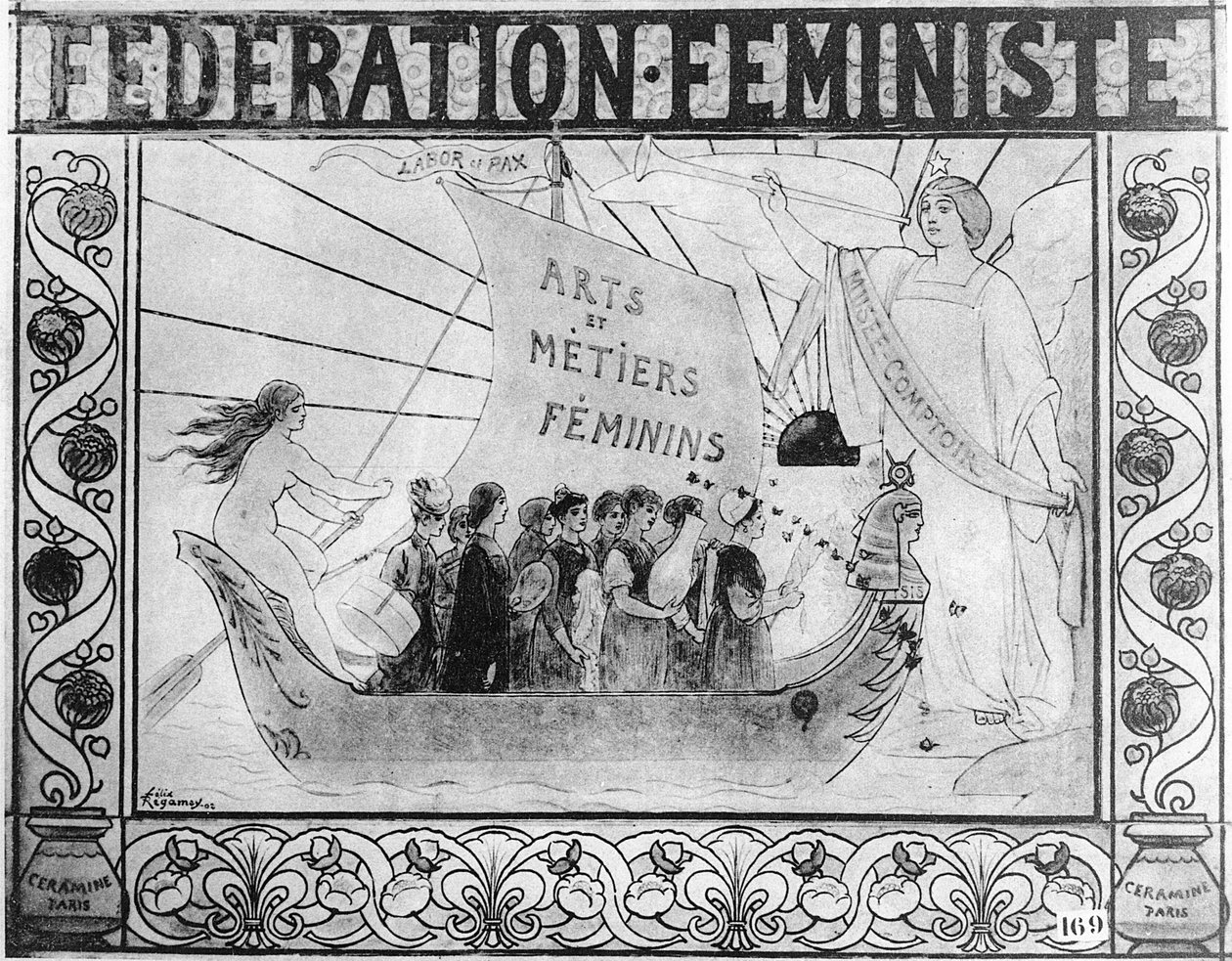Plakat som reklamerer for Feministforbundet, trykt av Ceramine, Paris, 1902 av Felix Regamey