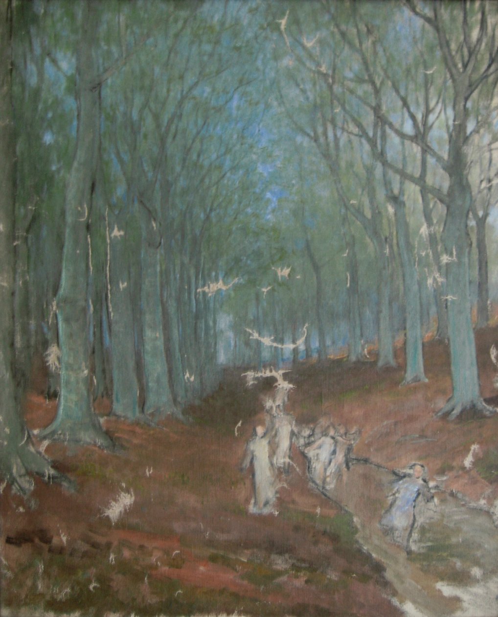 studie av Grove of Trees i olje av Felix Resurreccion Hidalgo