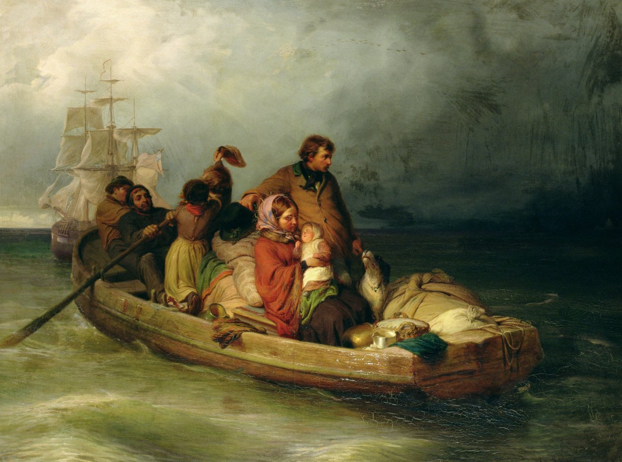 Emigrantpassasjerer om bord, 1851 av Felix Schlesinger
