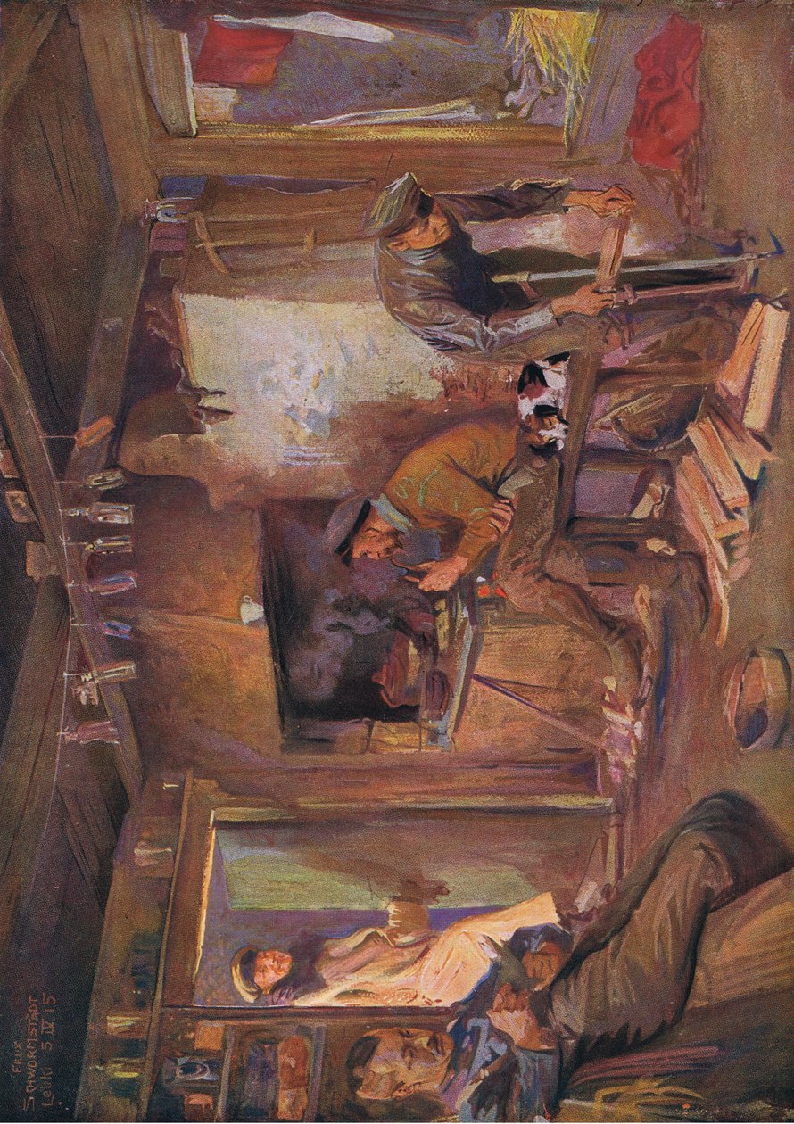 Bosatt innenlands i fiendens territorium, illustrasjon fra Hindenburg utgitt av Daterlandischer Derlag C U Weller Berlin, 1922 av Felix Schwormstadt