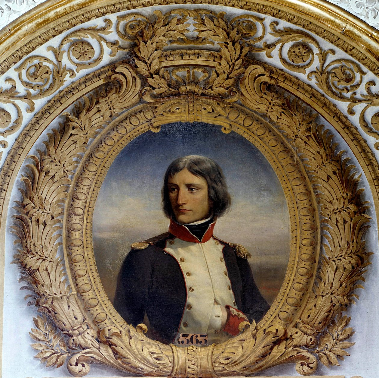 Portrett av Napoleon Bonaparte (1769-1821) i uniform som oberstløytnant for den første bataljonen på Korsika i 1792 Maleri av Henri-Felix-Emmanuel Philippoteaux (1815-1884) 1834 Søn. 0,8x0,6 m. av Felix (after) Philippoteaux
