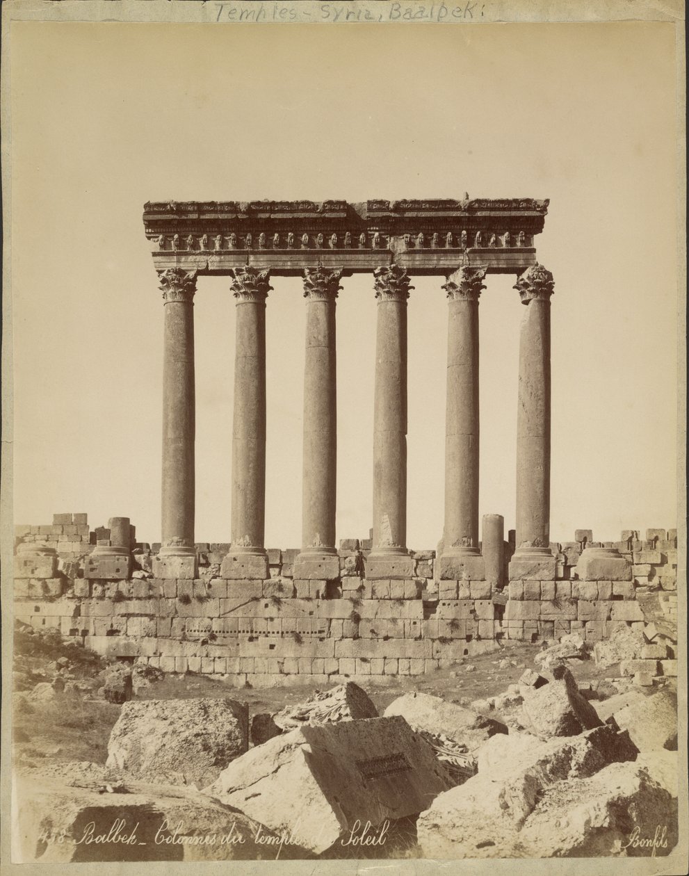 Baalbek - Søylene i Soltempelet av Félix Bonfils