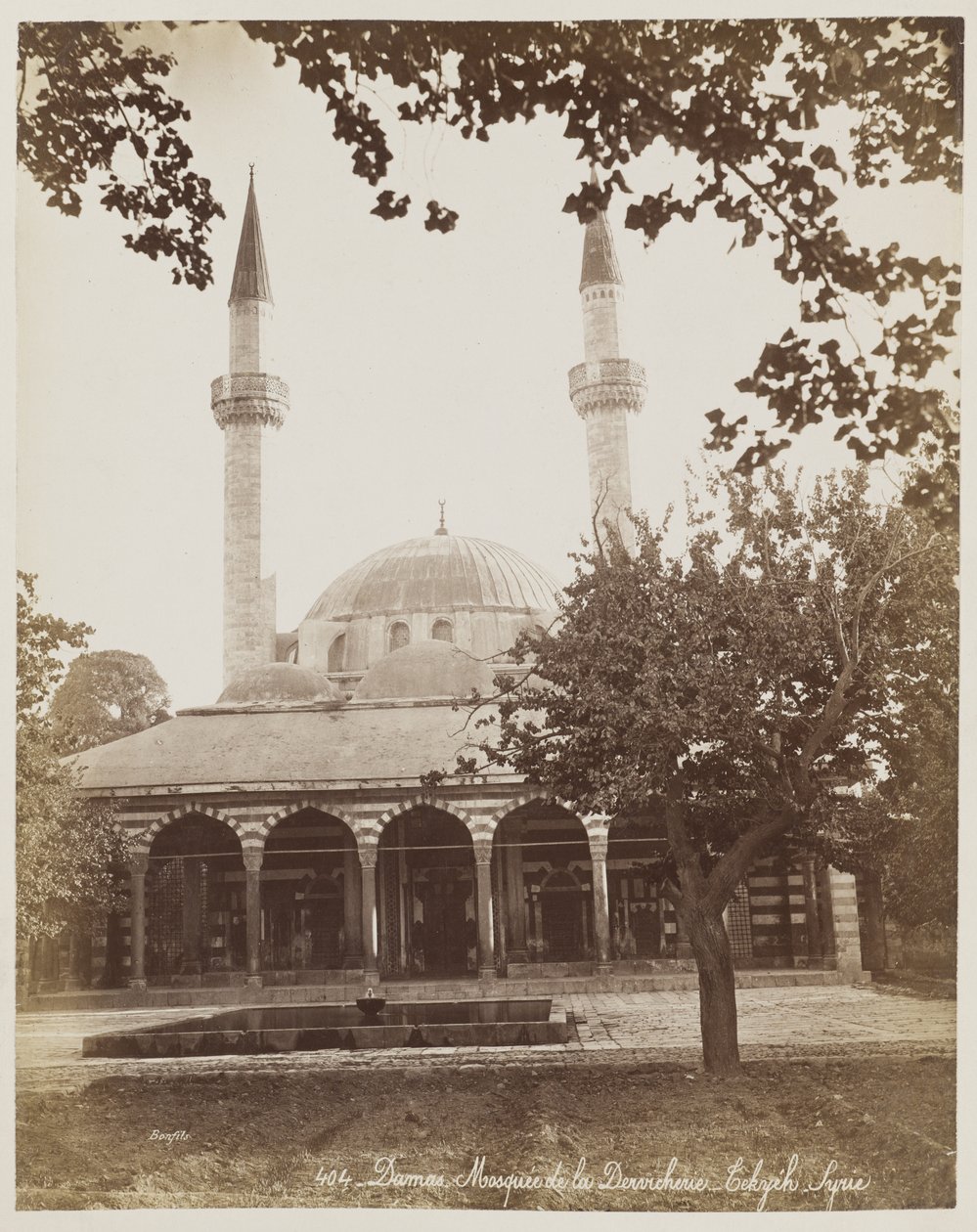 Damaskus, dervisj-tekkens moské, Syria #404 av Félix Bonfils