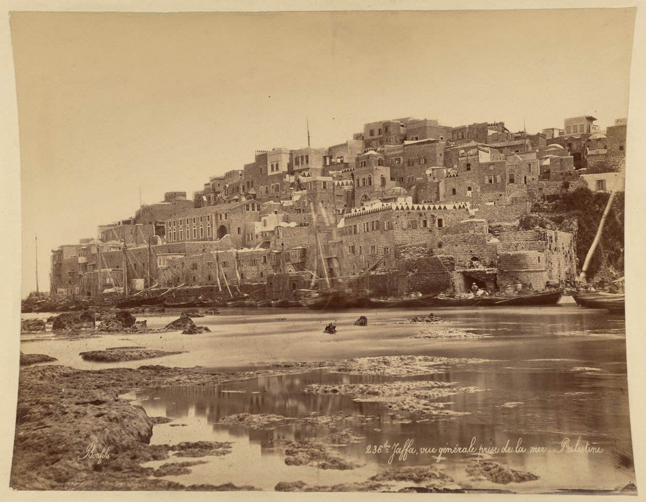Jaffa, oversiktsbilde sett fra sjøen, Palestina av Félix Bonfils