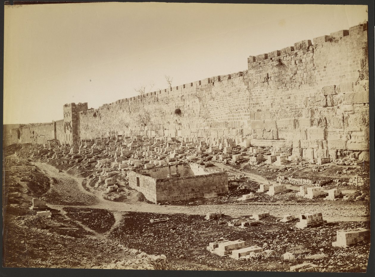Mur og Den gylne port, Jerusalem av Félix Bonfils