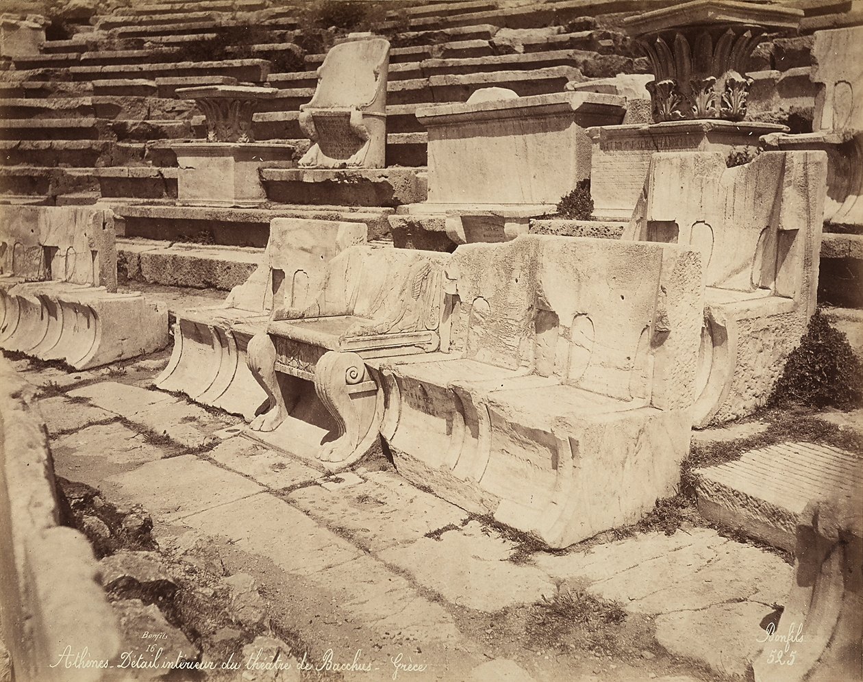 Seter i Dionysos teater, Athen av Félix Bonfils
