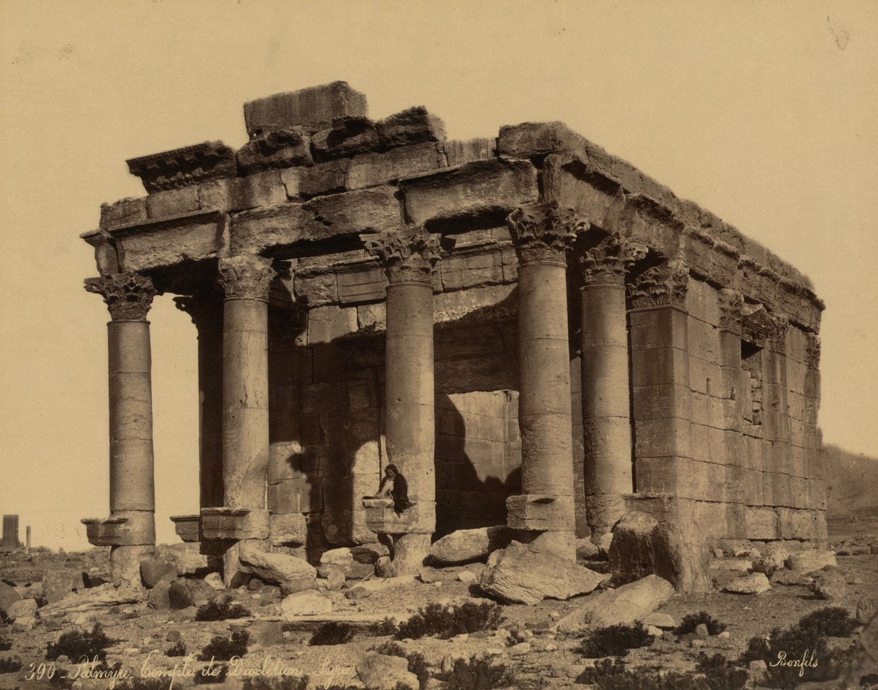 Temple of Bel eller Baal Shamin, Palmyra, ca. 1875 (bilde) av Félix Bonfils