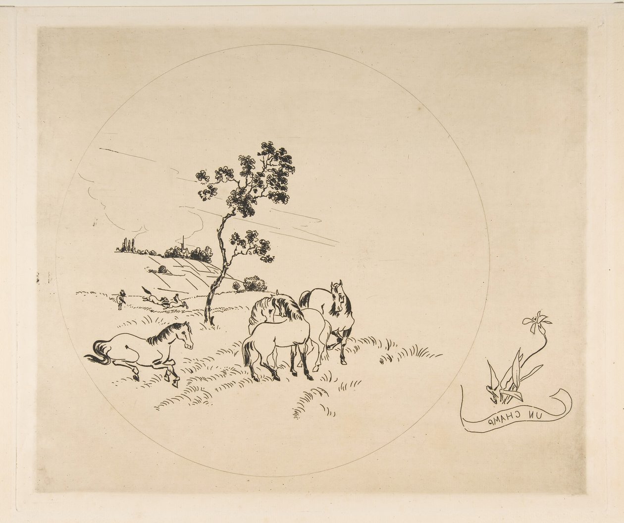 Dekorasjon for en tallerken: A Field, 1870. av Felix Bracquemond